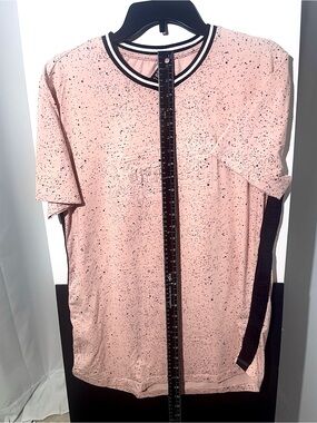 Men's Pink Speckle Crewneck Short Sleeve Tee with Contrast Trim